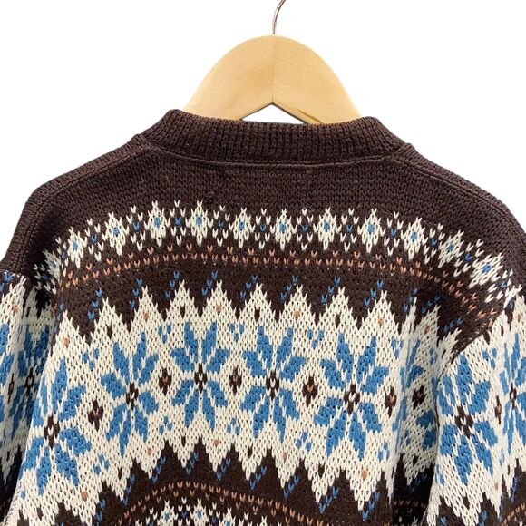 Vintage Jersild 100% Virgin Wool Sweater Cardigan Nordic/Fair Isle Print Medium - Picture 10 of 12